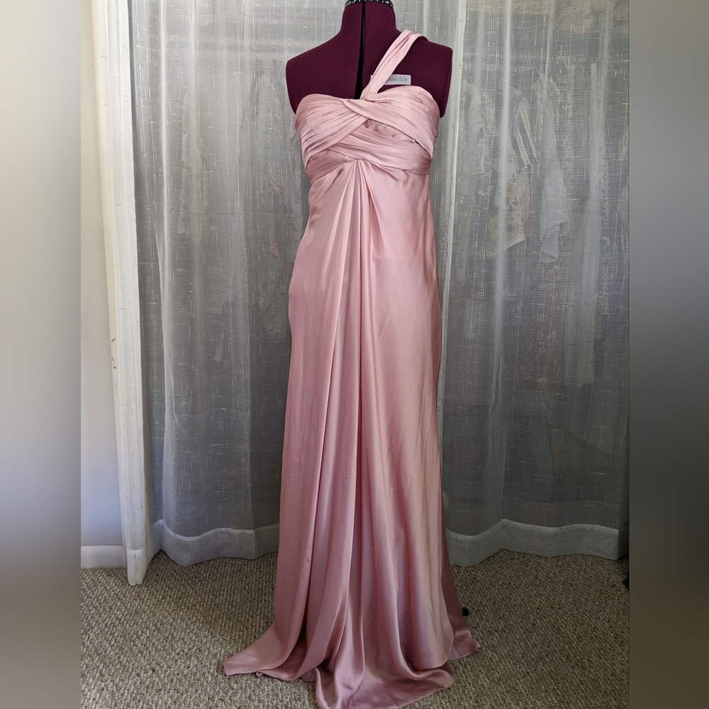 Millennial pink bridesmaid gown by Monique Lhuillier